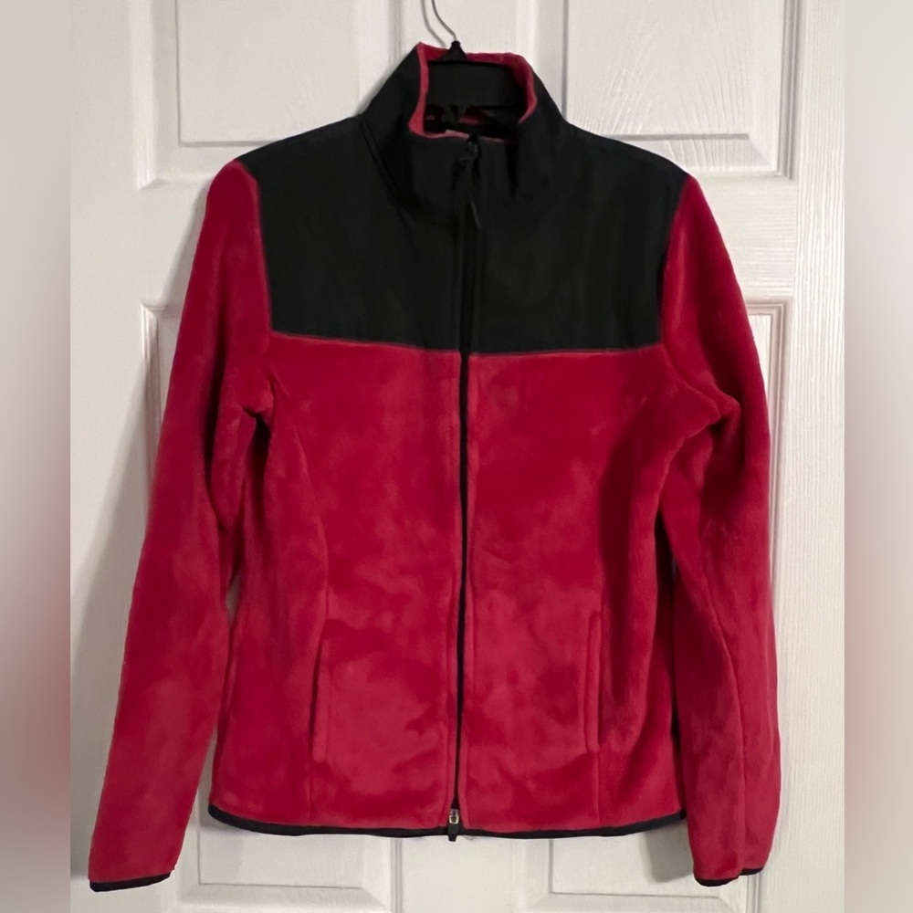 Danskin Now Women’s Pink And Gray Fleece Zip Up Jacket Size Medium (8-10)